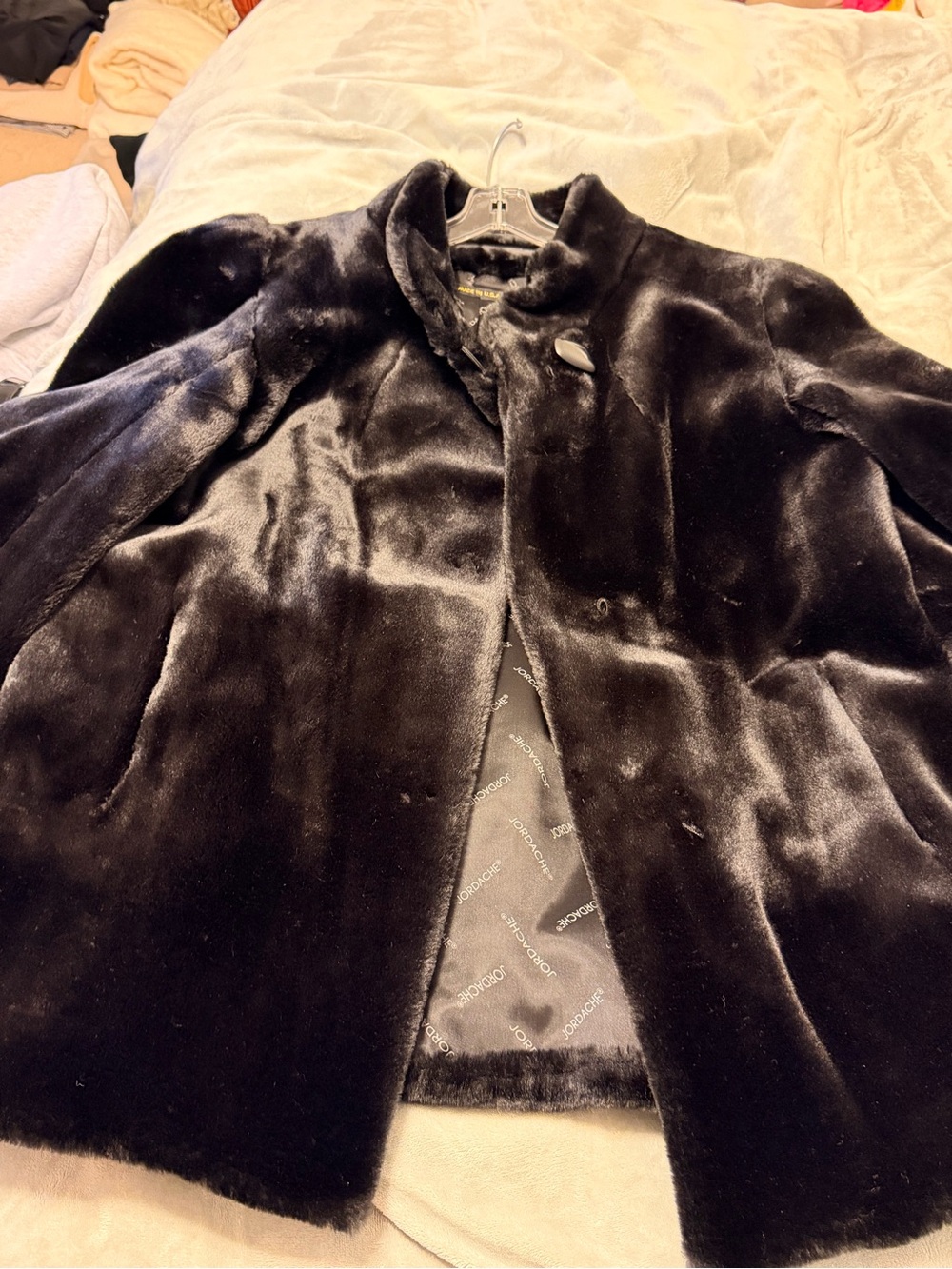 Womens Black Faux Fur Coat - Brand: Jordache